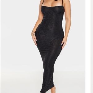 Black asymmetric strap bodycon dress